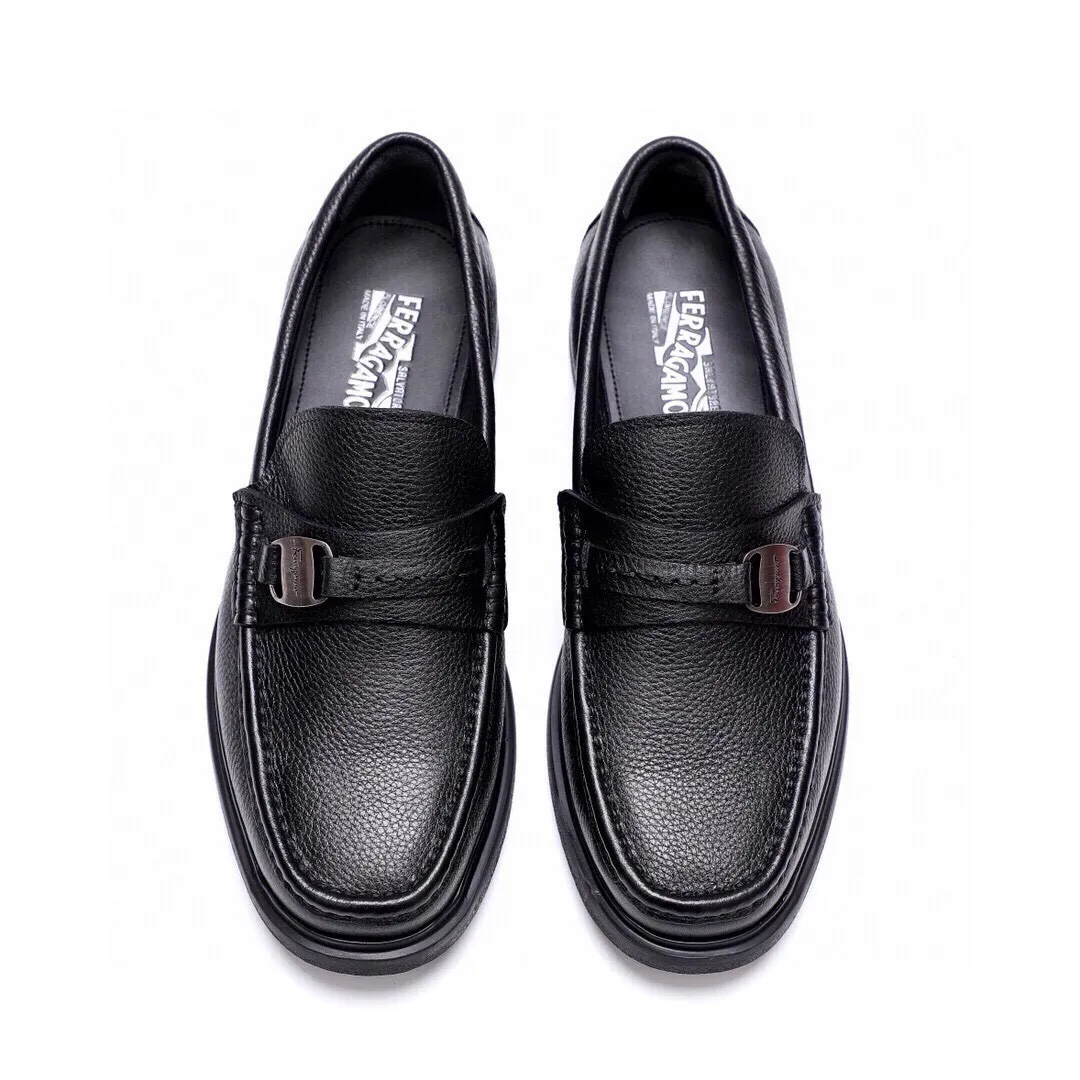 Men's shoes 💰520 💐[Ferragamo/Ferragamo] New 🐲Ferragamo* Ferragamo classic formal leather shoes! It uses imported first-layer pebbled cowhide leather upper + luxurious hardware buckle, and the inner first-layer comfortable cowhide leather lining! Original rubber outsole! Code number 38-44 (45🉑️customized)